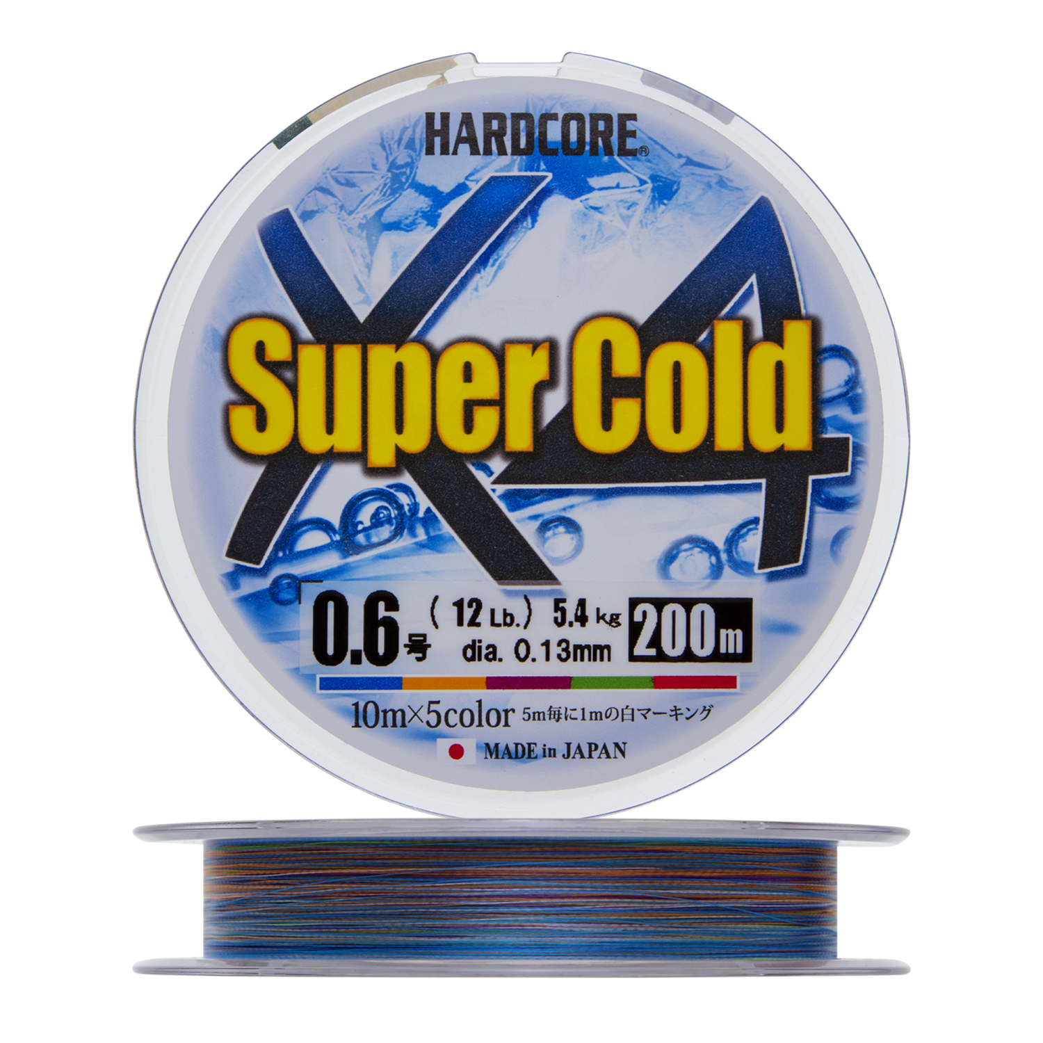 Шнур плетеный Duel Hardcore PE X4 Super Cold #0,6 0,128мм 200м (5color)
