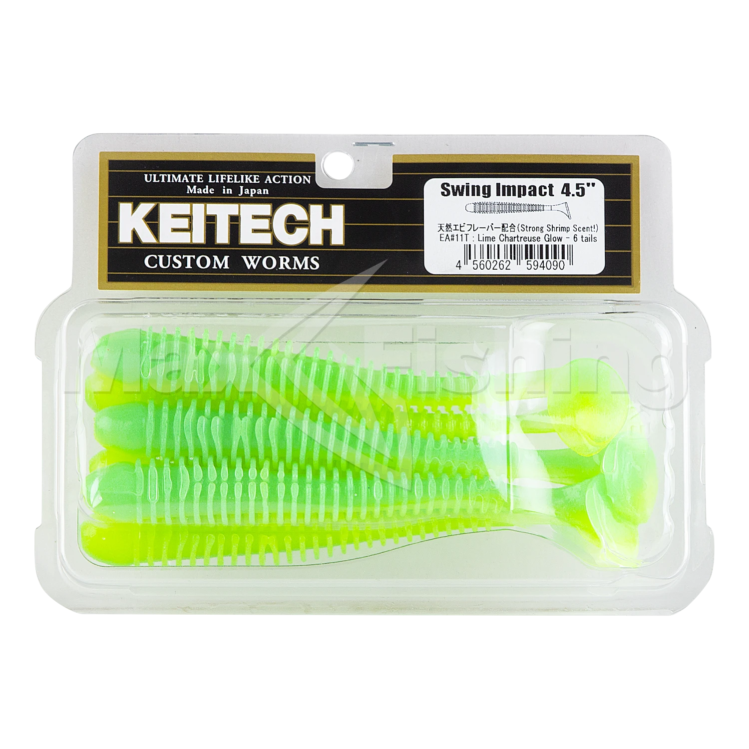 Приманка силиконовая Keitech Swing Impact 4,5" #EA11 Lime Chartreuse Glow