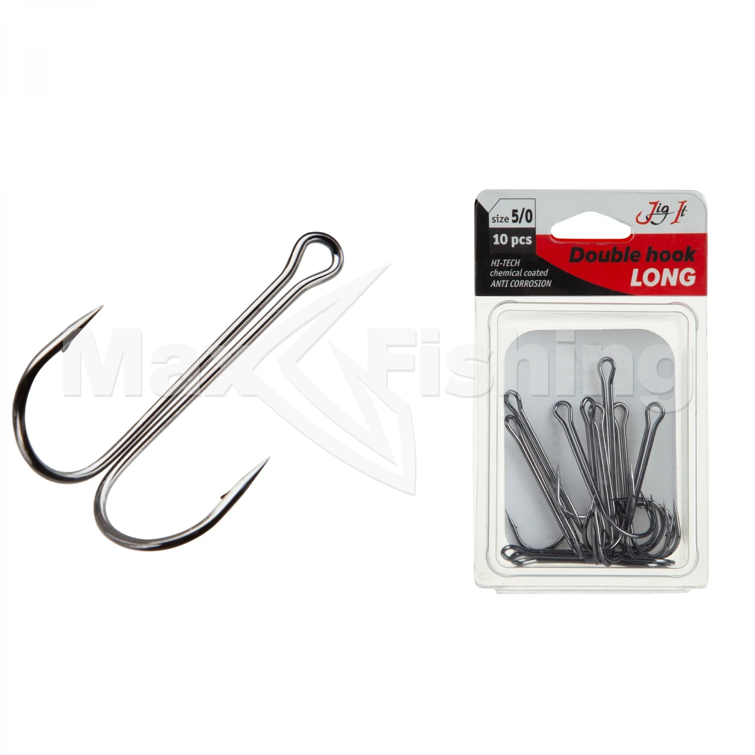 Крючок двойной Jig It Long Double Hooks #6 Black Nickel (10шт)