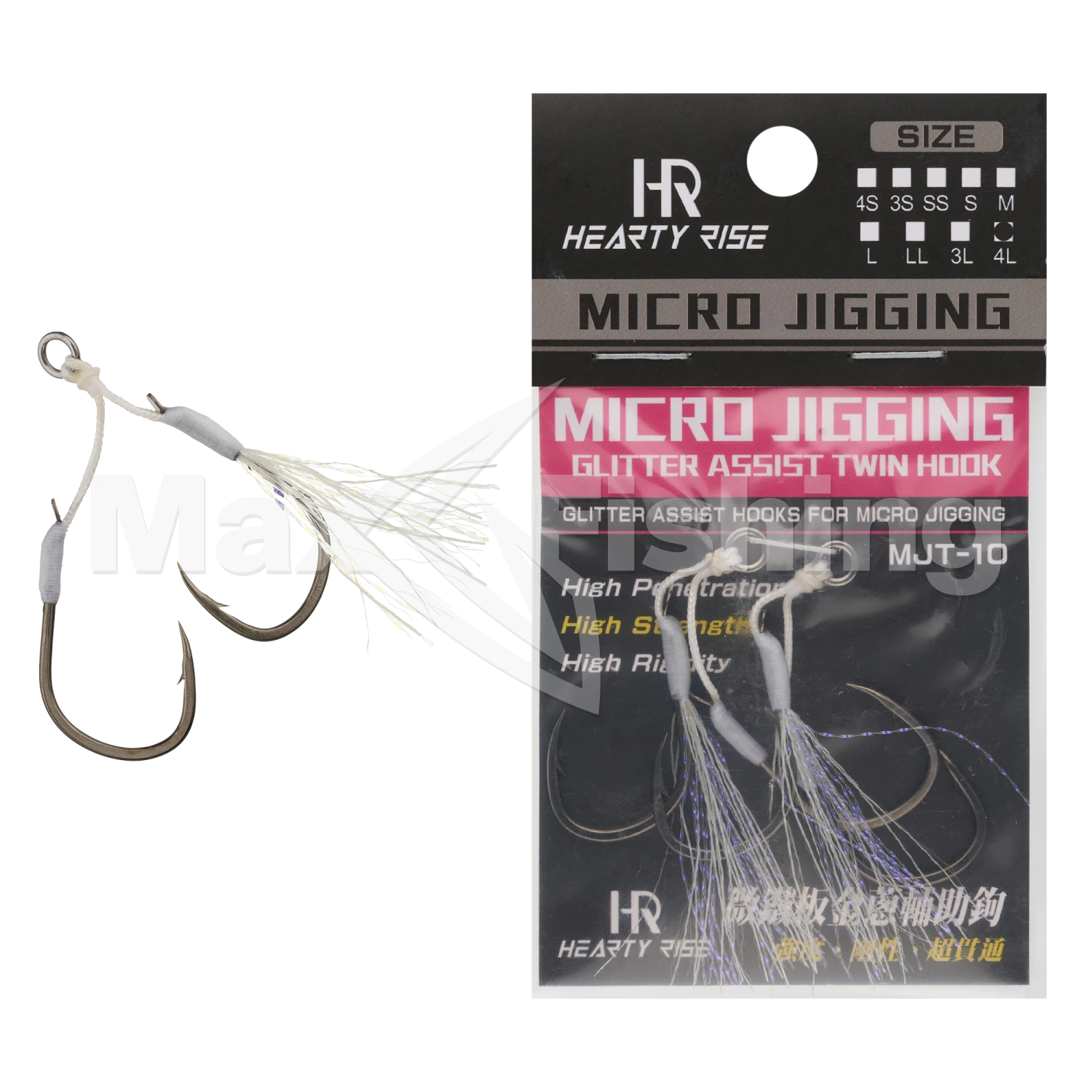 Крючок-ассист Hearty Rise Micro Jigging Glitter Assist Hook MJT-10 #3/0 (4L) (2 пары)