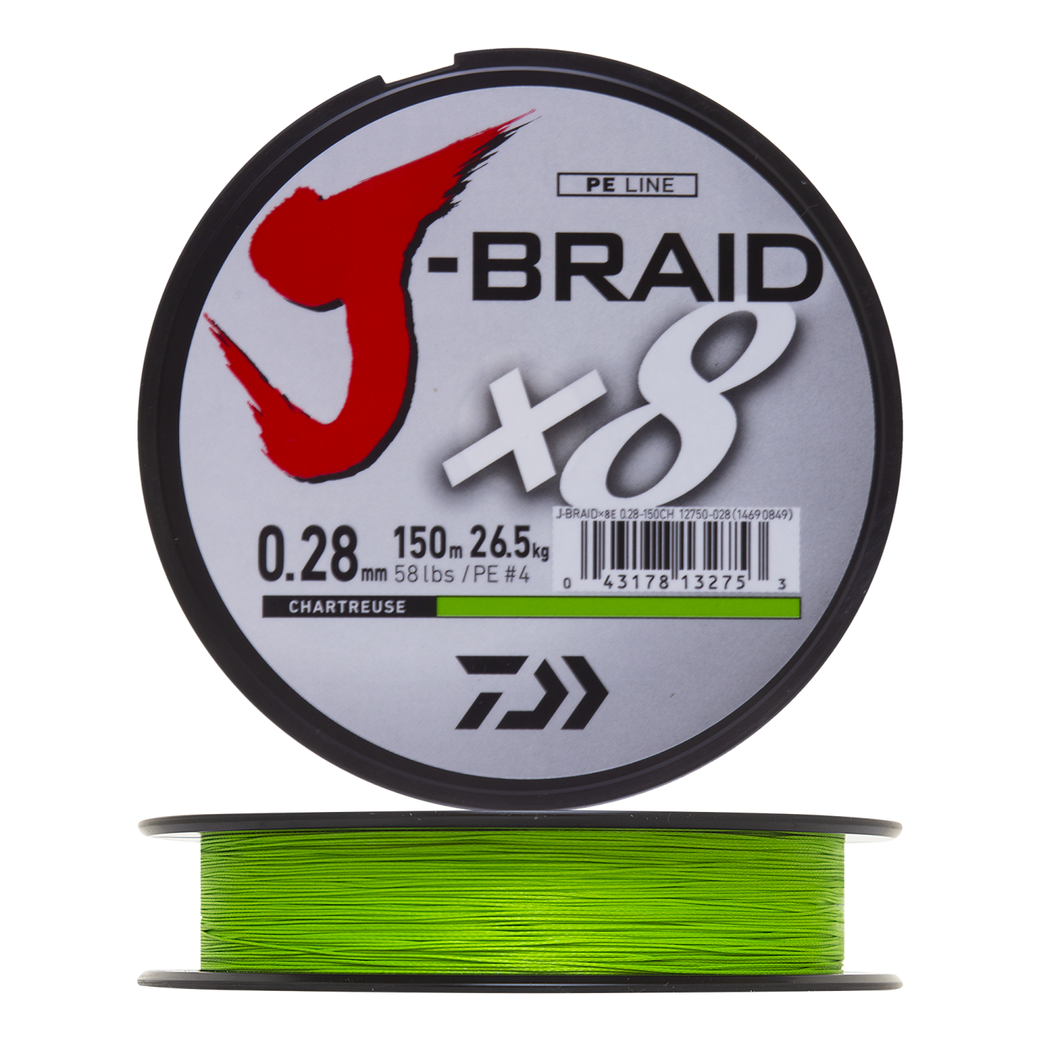 Шнур плетеный Daiwa J-Braid X8 #4 0,28мм 150м (chartreuse)