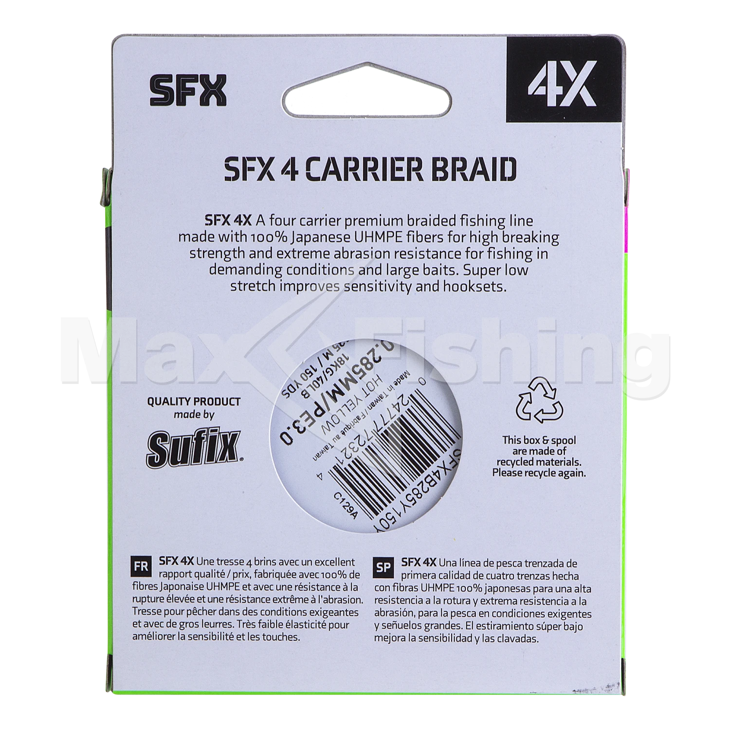 Шнур плетеный Sufix SFX 4X #3,0 0,285мм 135м (yellow)