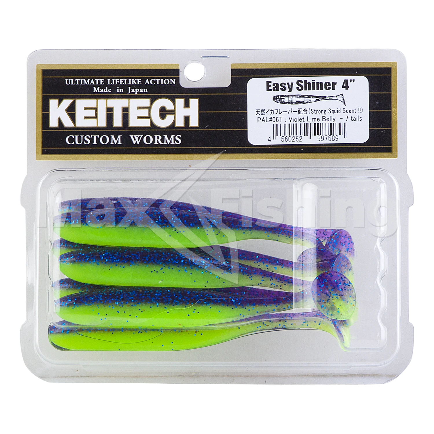 Приманка силиконовая Keitech Easy Shiner 4" #PAL06 Violet Lime Belly