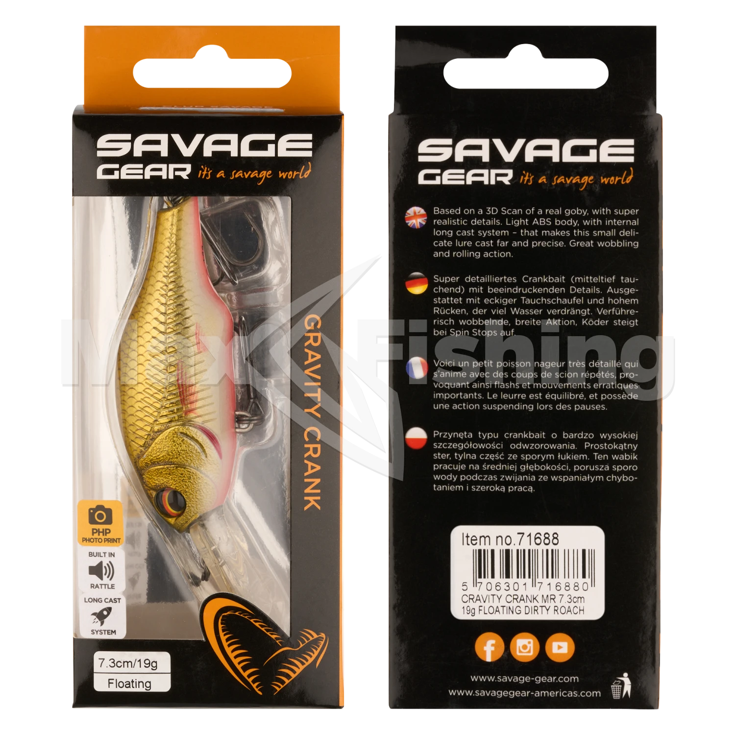 Воблер Savage Gear Gravity Crank MR 73 F #Dirty Roach