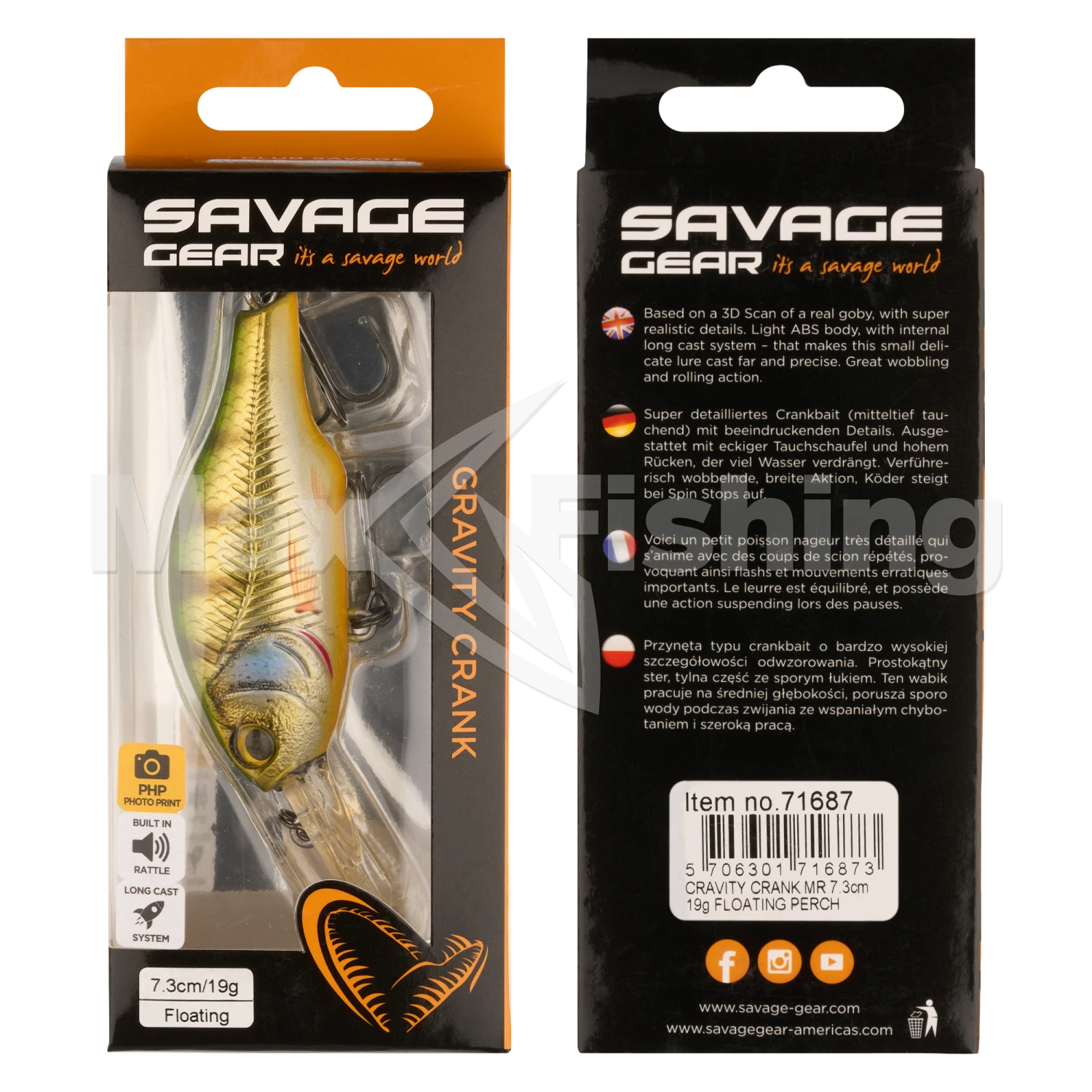 Воблер Savage Gear Gravity Crank MR 73 F #Perch