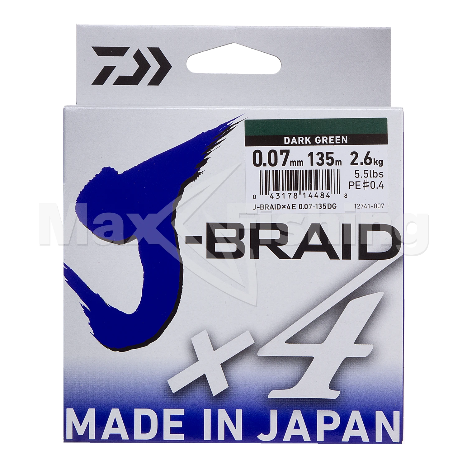 Шнур плетеный Daiwa J-Braid X4E #0,4 0,07мм 135м (dark green)