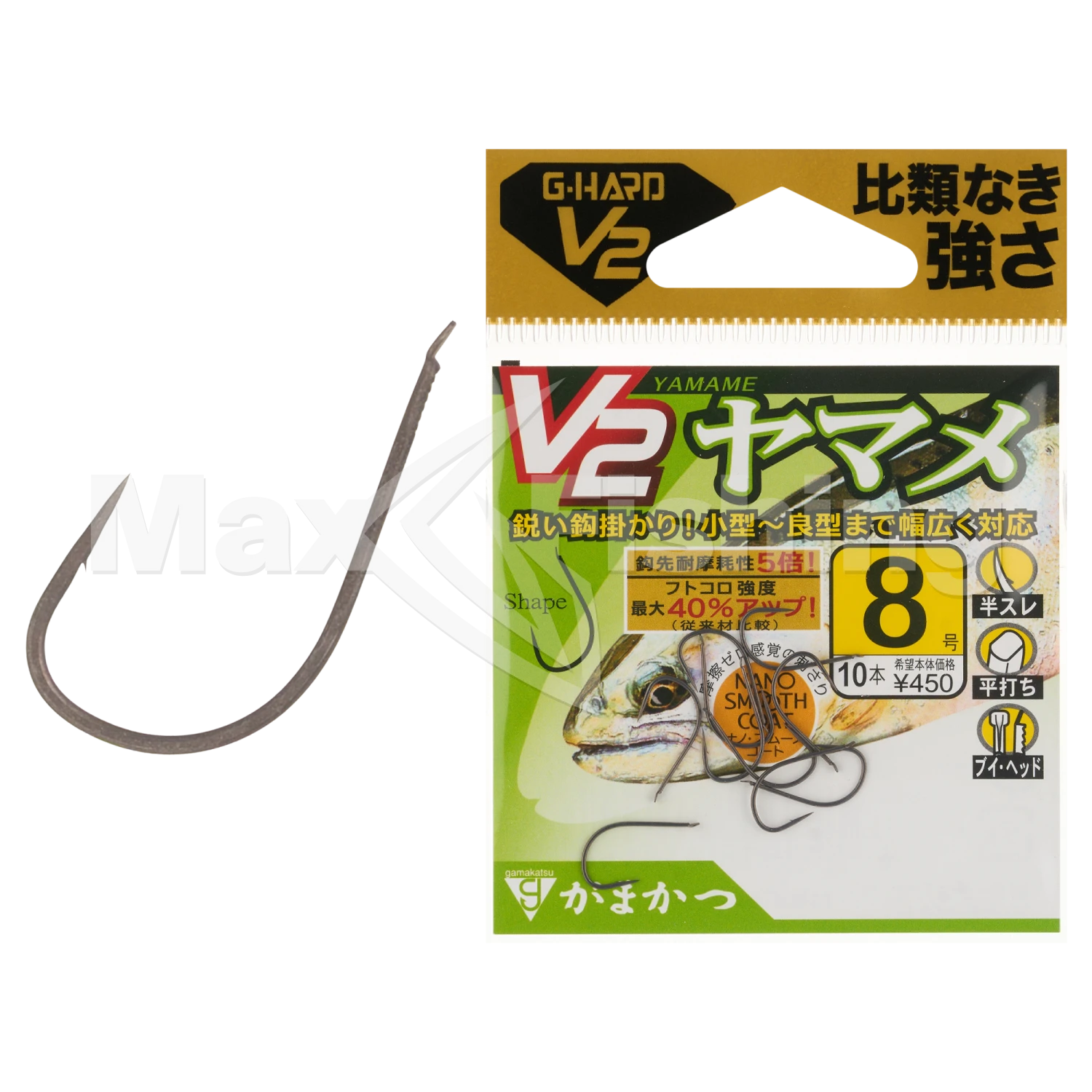 Крючок одинарный Gamakatsu G-Hard V2 Yamame Nano #8 (10шт)