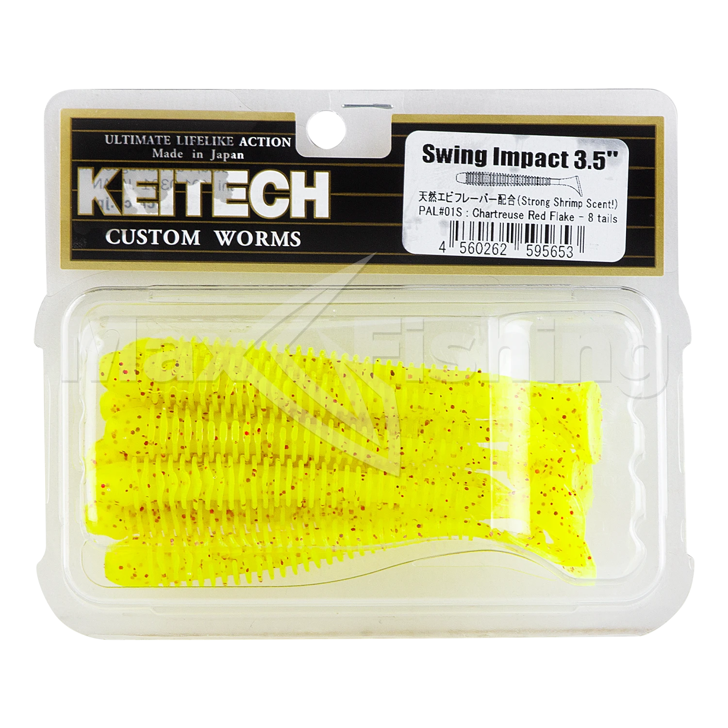 Приманка силиконовая Keitech Swing Impact 3,5" #PAL01 Chartreuse Red Flake