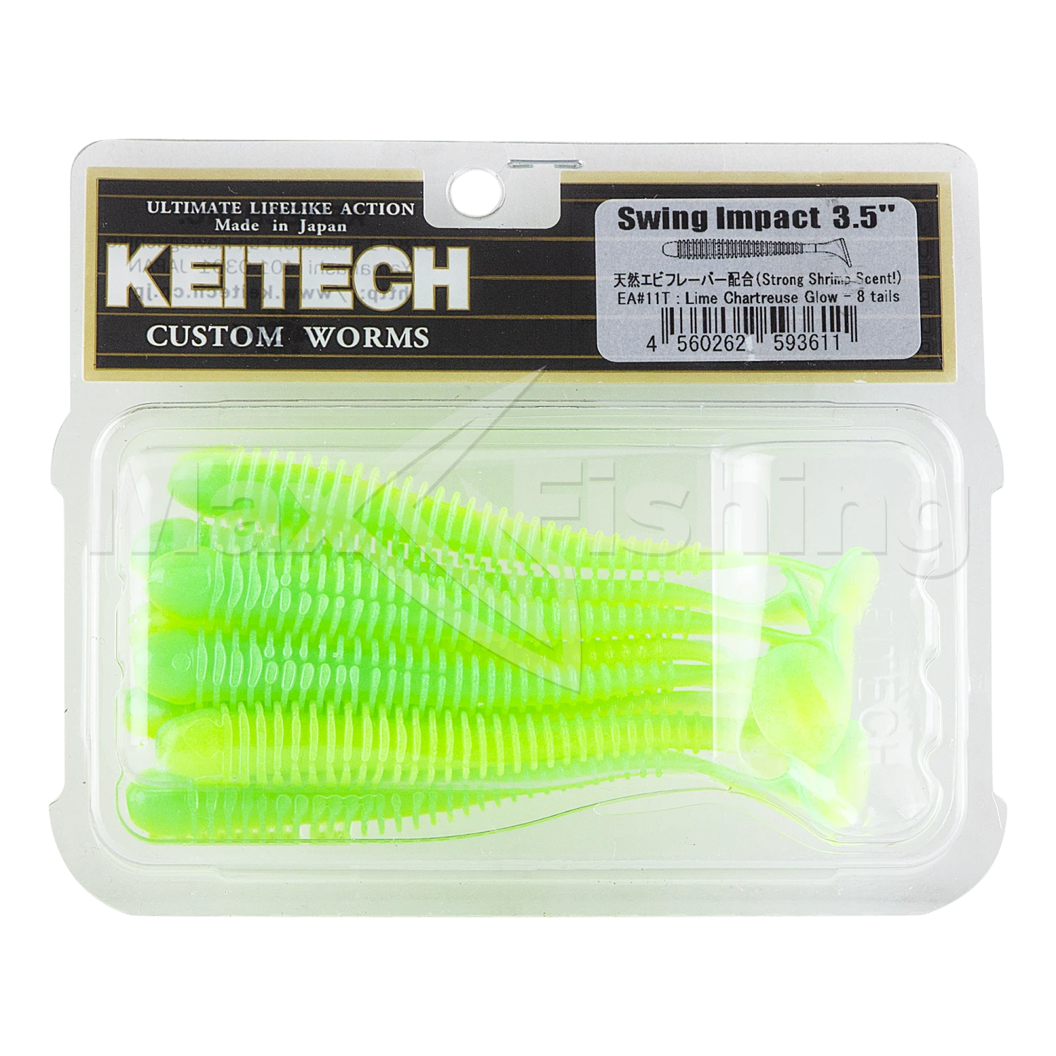 Приманка силиконовая Keitech Swing Impact 3,5" #EA11 Lime Chartreuse Glow