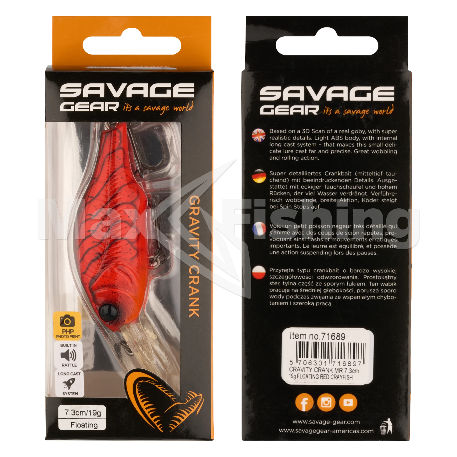 Воблер Savage Gear Gravity Crank MR 73 F #Red Crayfish