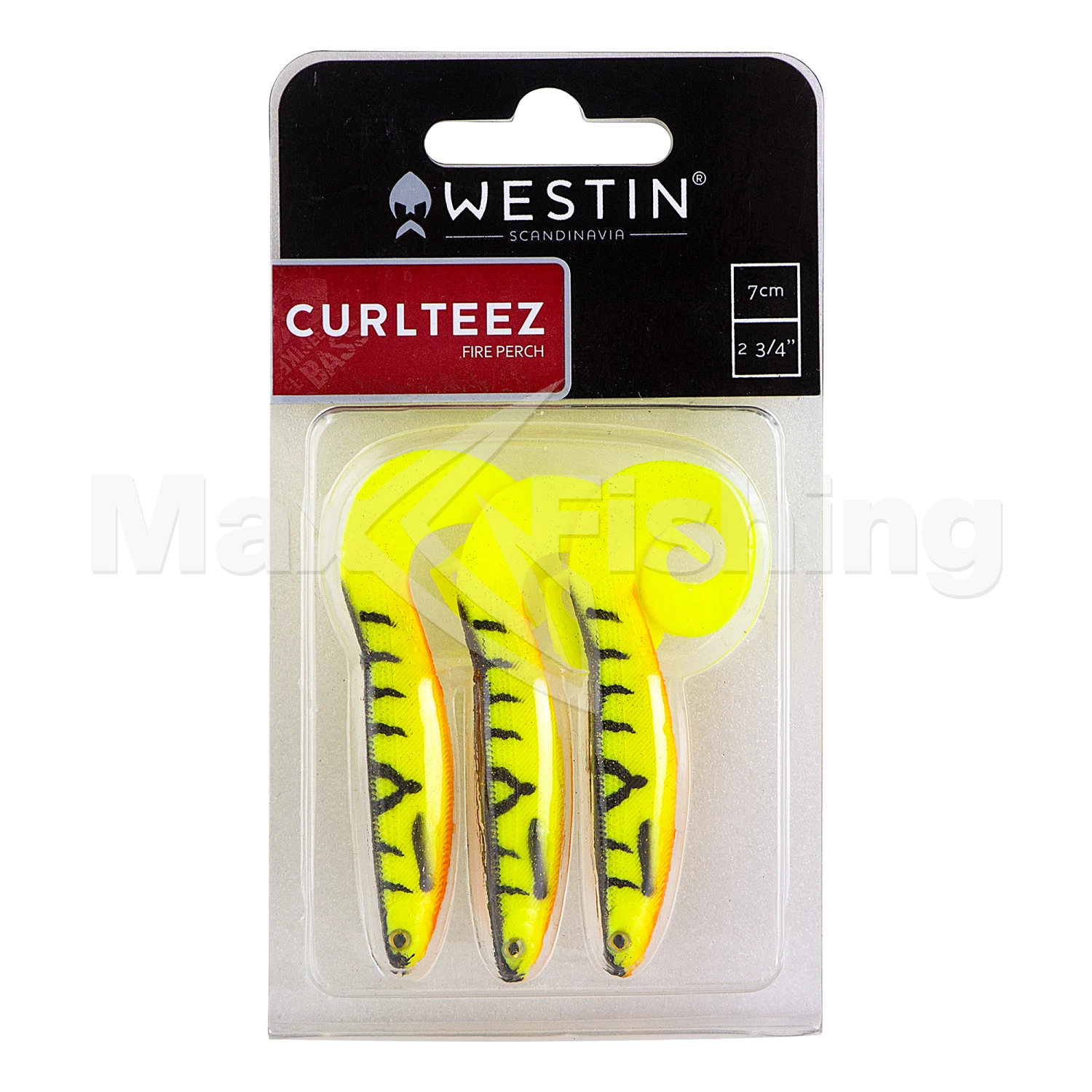 Приманка силиконовая Westin CurlTeez Curltail 7см 3шт #Fire Perch