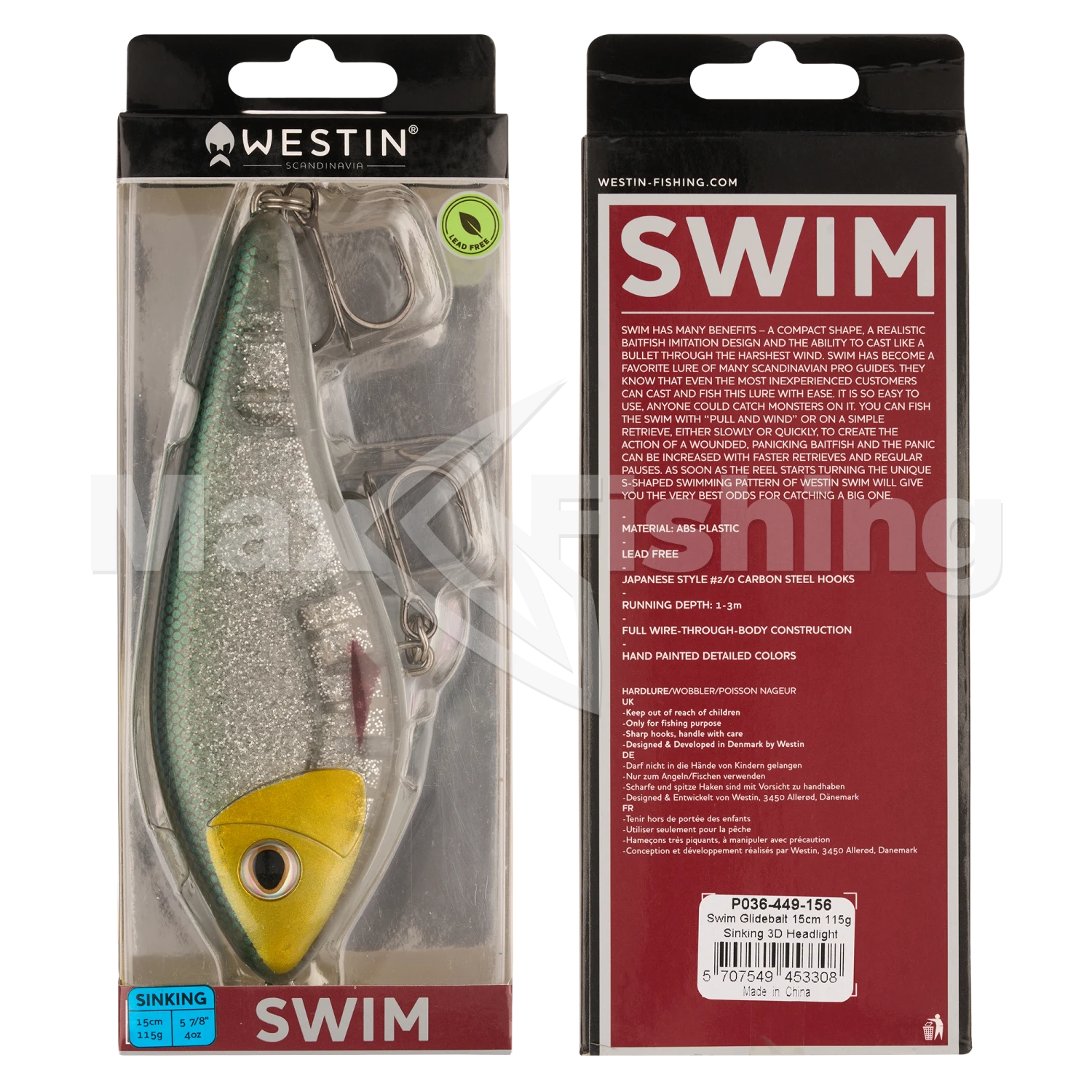 Джеркбейт Westin Swim Glidebait 150 S #3D Headlight