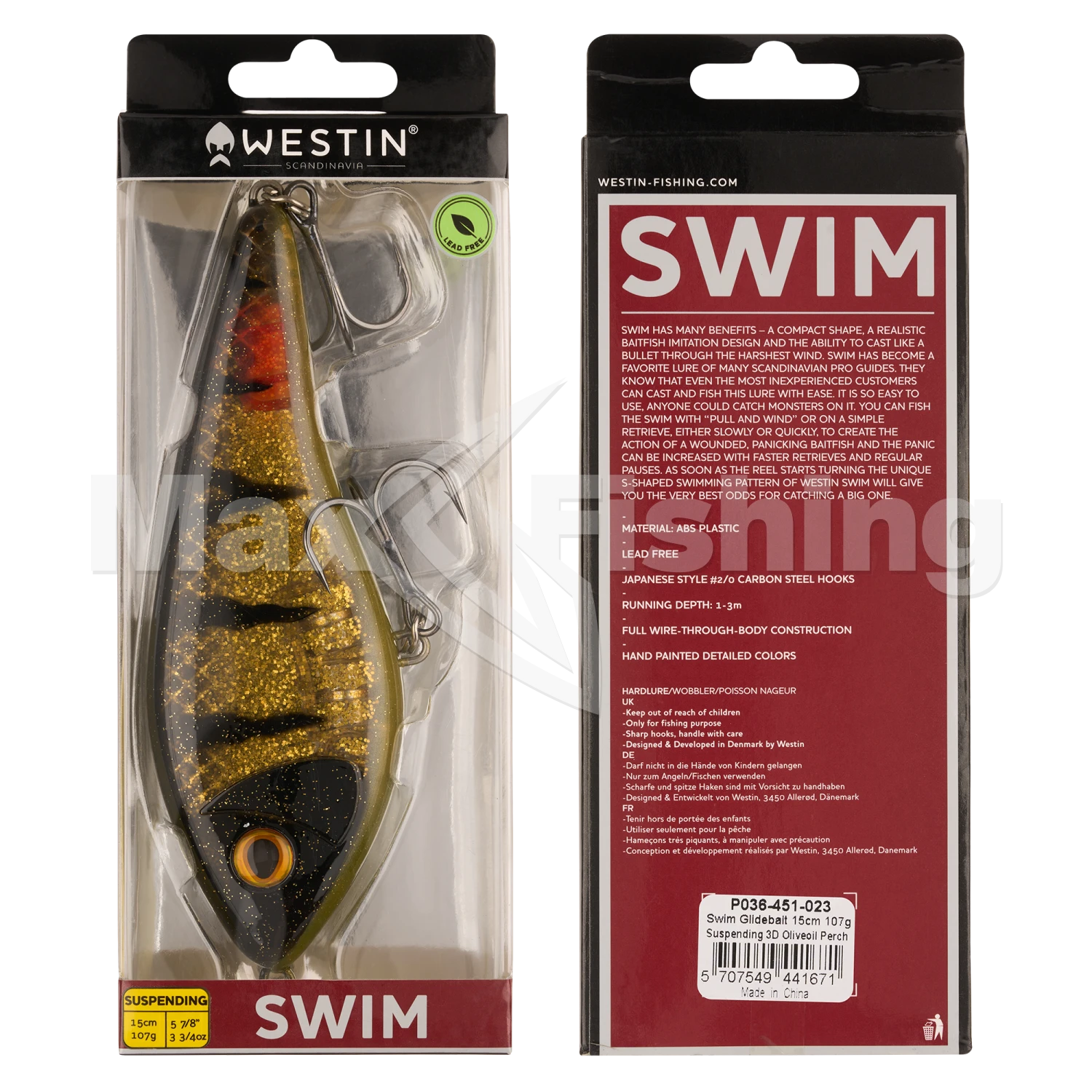 Джеркбейт Westin Swim Glidebait 150 SP #3D Oliveoil Perch