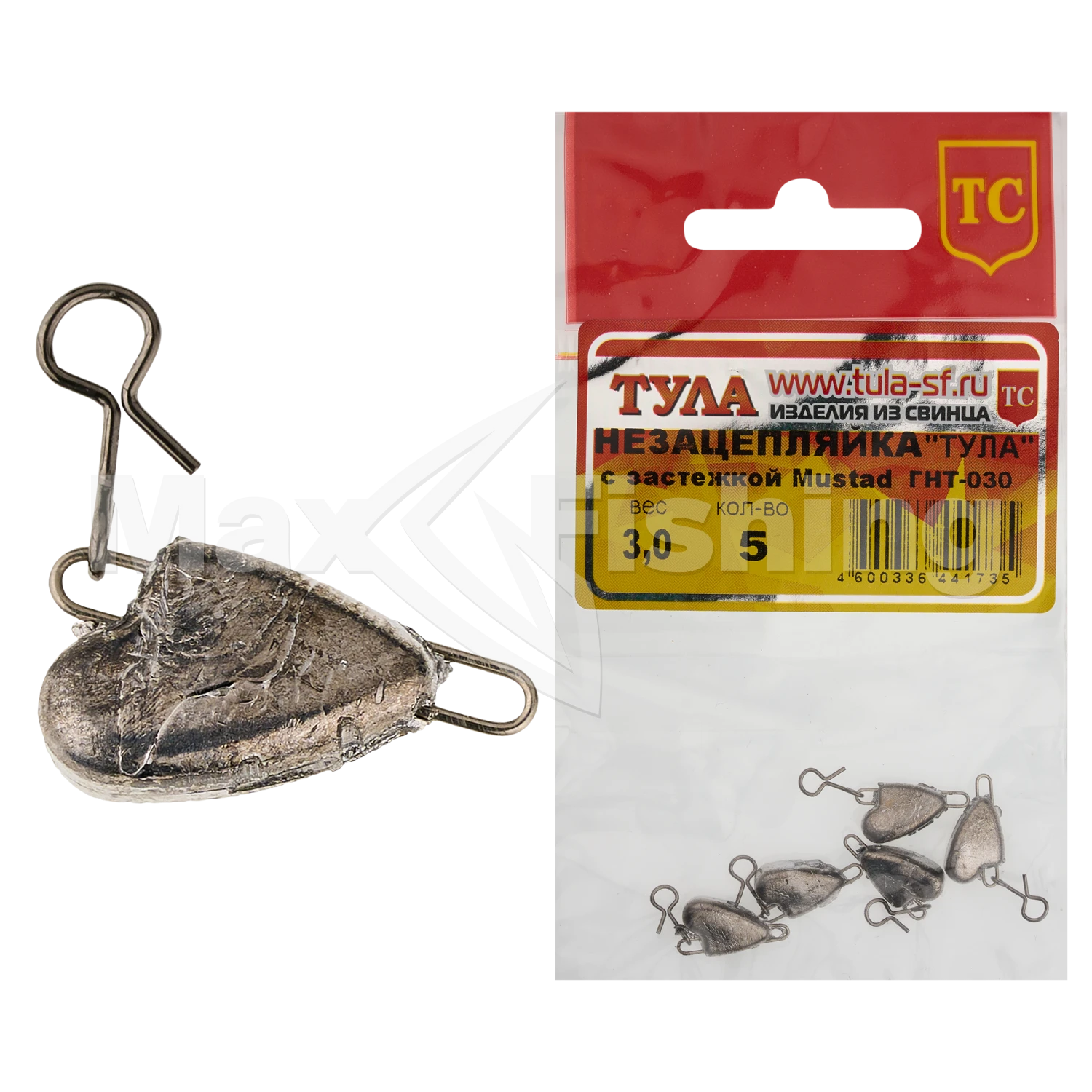 Груз Тула Незацепляйка с нахлыстовой застежкой Mustad 3гр