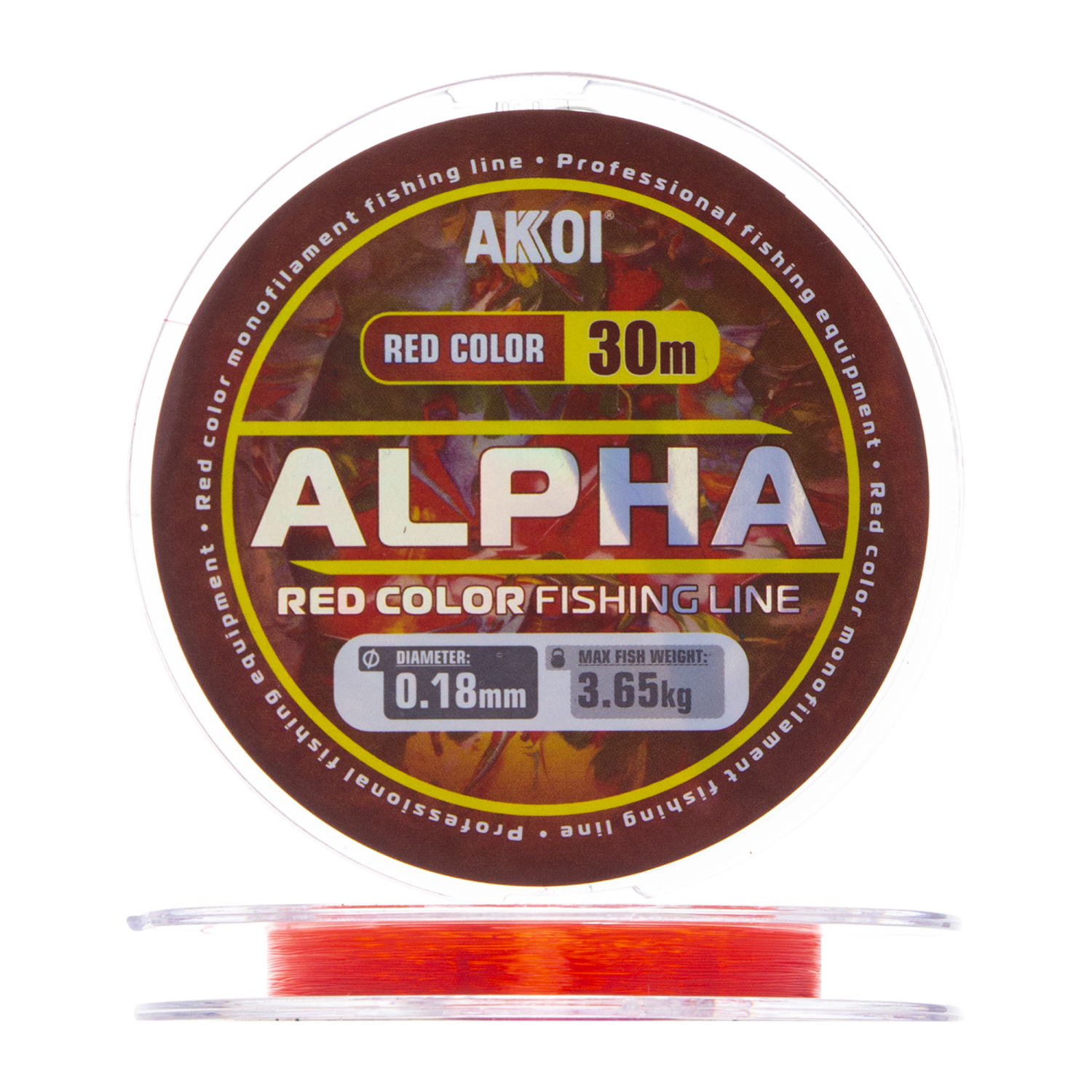 Леска монофильная Akkoi Alpha 0,18мм 30м (red)