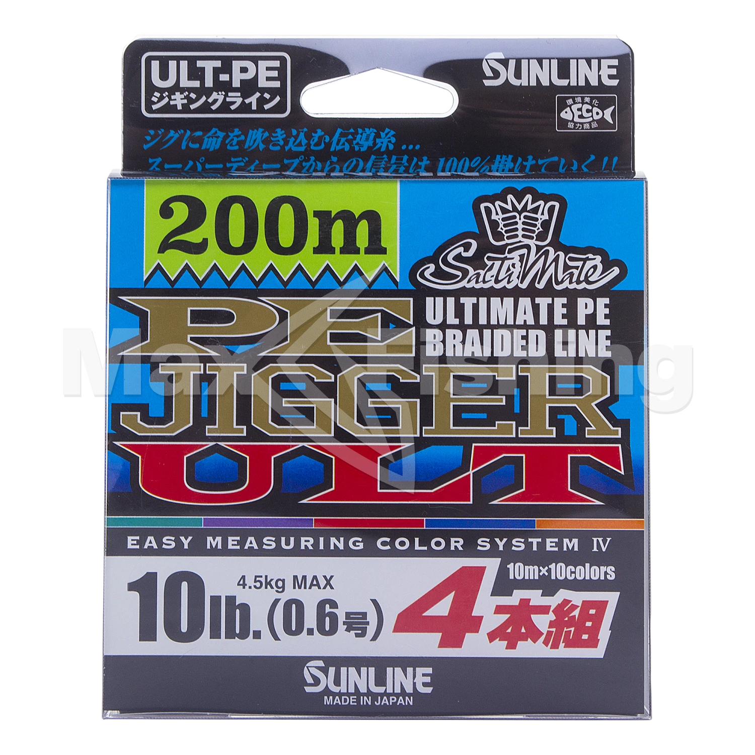 Шнур плетеный Sunline PE Jigger Ult 4 braid #0,6 0,128мм 200м (multicolor)