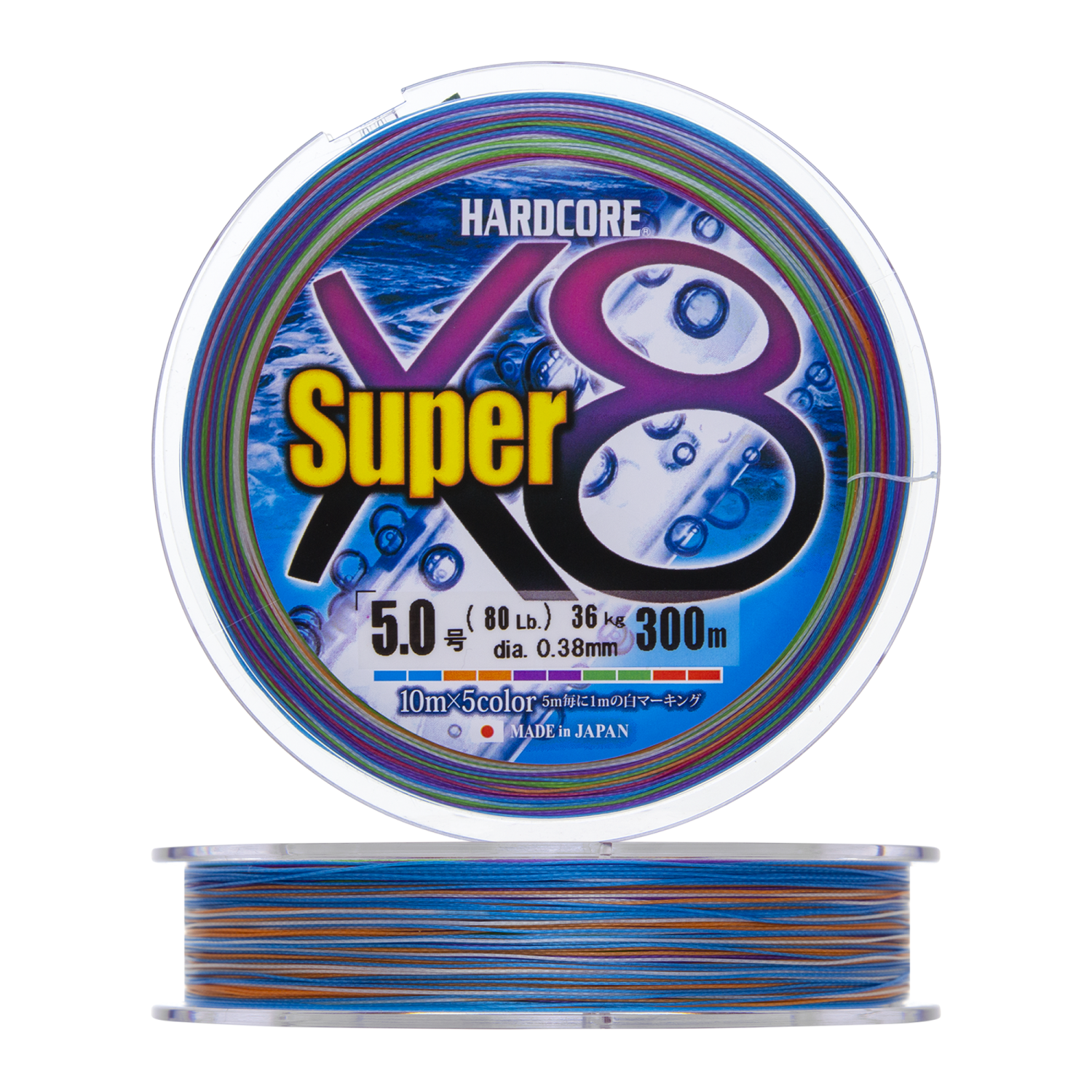 Шнур плетеный Duel Hardcore PE X8 Super #5 0,38мм 300м (5color)