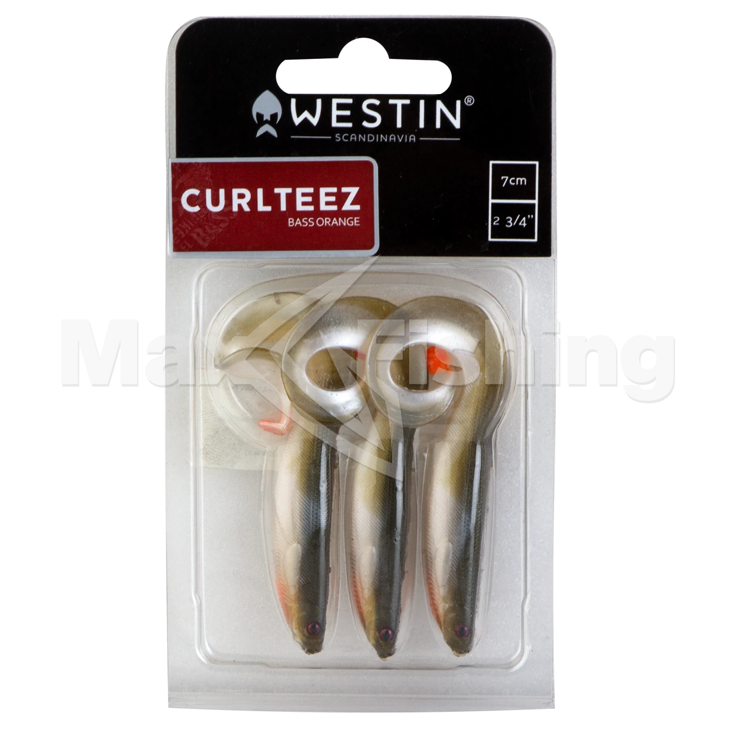 Приманка силиконовая Westin CurlTeez Curltail 7см 3шт #Bass Orange