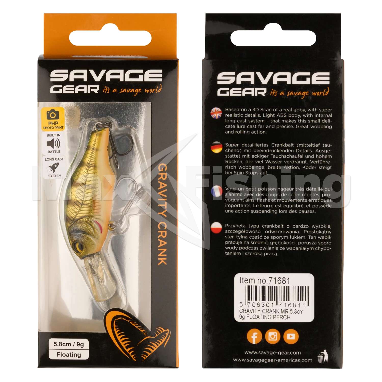 Воблер Savage Gear Gravity Crank MR 58 F #Perch