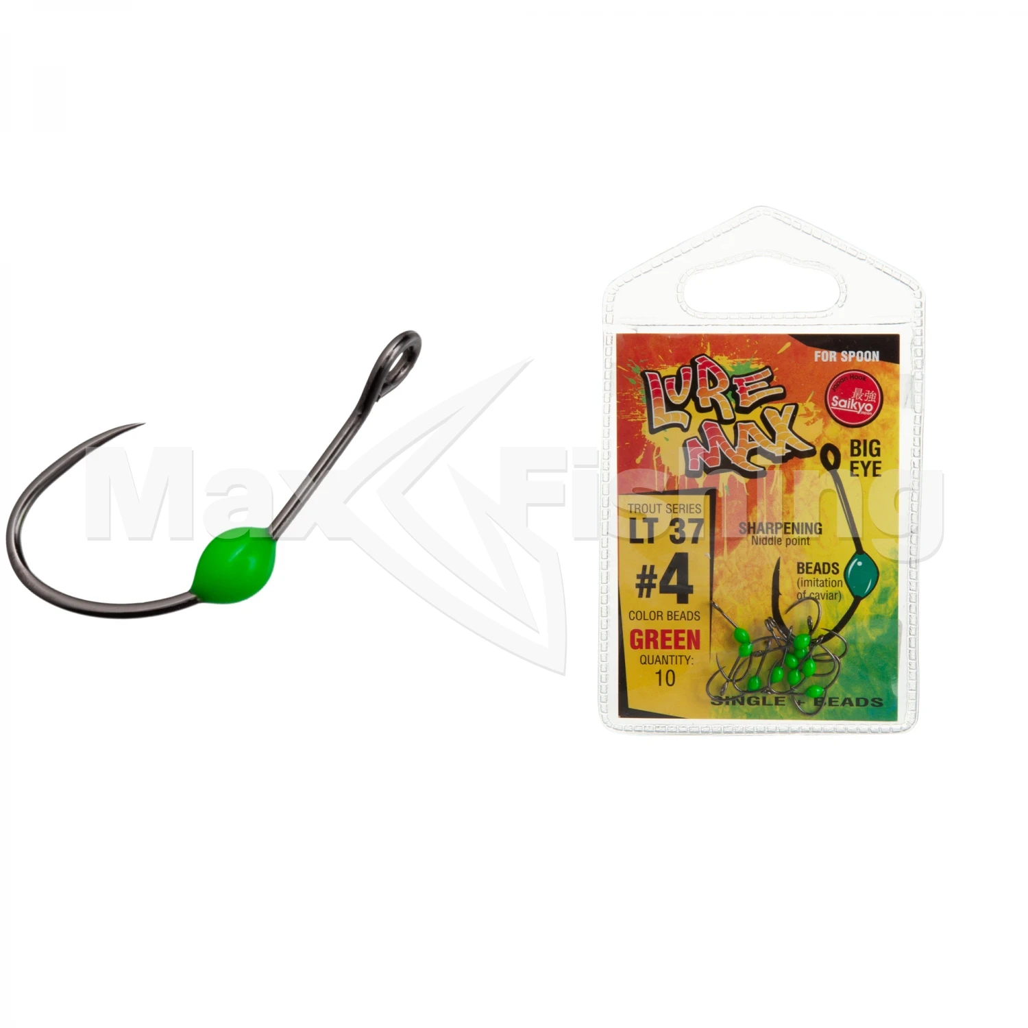 Крючок одинарный LureMax Trout LT37B Green #4 (10шт)