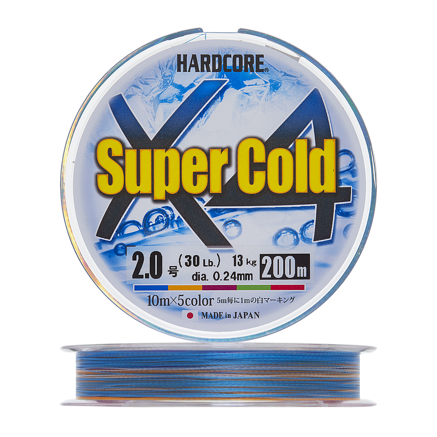 Шнур плетеный Duel Hardcore PE X4 Super Cold #2,0 0,242мм 200м (5color)