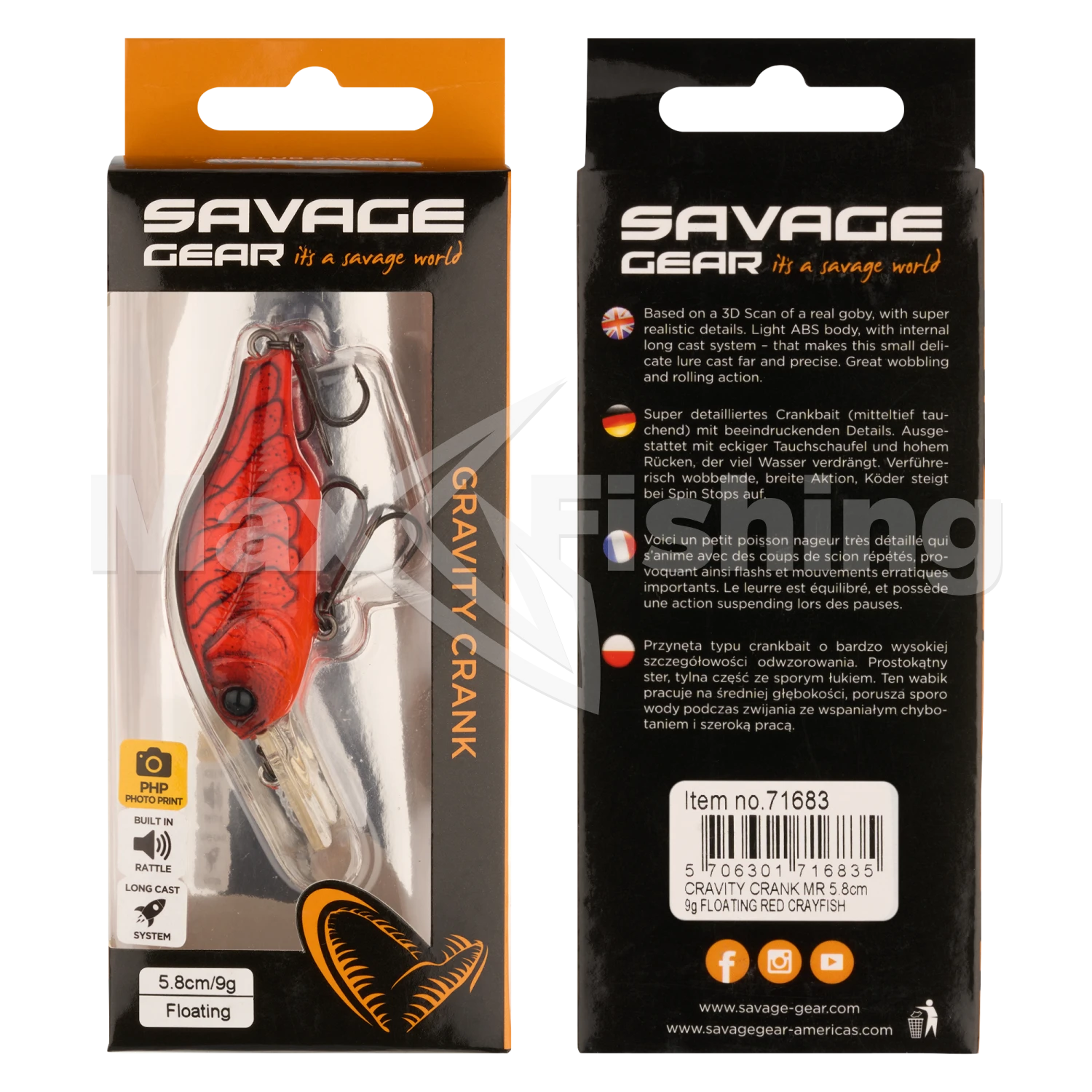 Воблер Savage Gear Gravity Crank MR 58 F #Red Crayfish