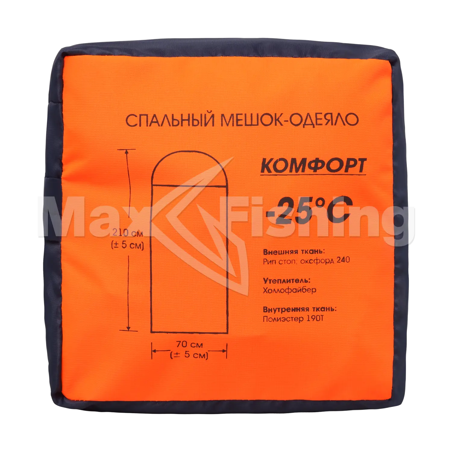 Спальный мешок Россия Комфорт 210х70см хаки