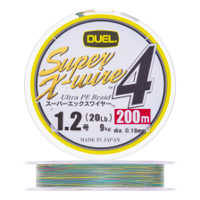 Шнур плетеный Duel PE Super X-Wire 4 #1,2 0,19мм 200м (5color-Yellow marking)