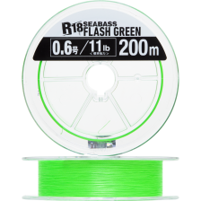 Шнур плетеный Seaguar R-18 Seabass PE X8 #0,6 0,128мм 200м (flash green)