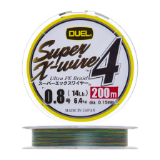 Шнур плетеный Duel PE Super X-Wire 4 #0,8 0,15мм 200м (5color-Yellow marking)