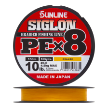 Шнур плетеный Sunline Siglon PE X8 #0,6 0,132мм 150м (orange)