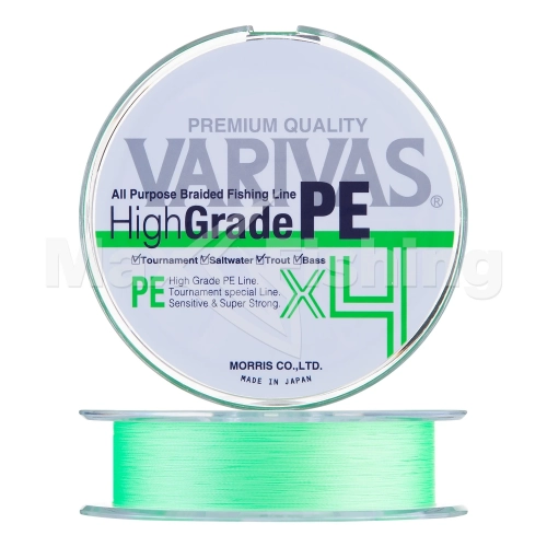 Шнур плетеный Varivas High Grade PE X4 #0,6 0,128мм 150м (flash green)