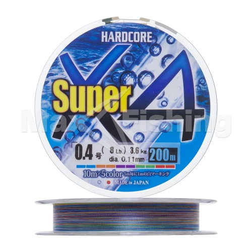 Шнур плетеный Duel Hardcore PE X4 Super #0,4 0,11мм 200м (5color)