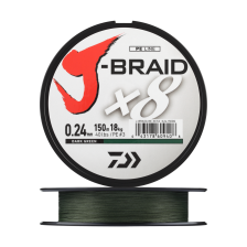 Шнур плетеный Daiwa J-Braid X8E-W/SC + ножницы #3 0,24мм 150м (green)