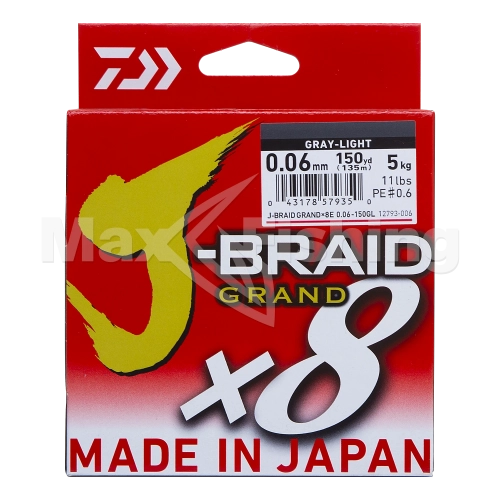 Шнур плетеный Daiwa J-Braid Grand X8 #0,6 0,06мм 135м (gray-light) - 3 рис.