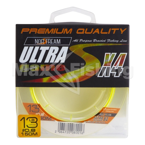 Шнур плетеный Norstream Ultra Game X4 #0,8 0,12мм 150м (fluo yellow) - 3 рис.