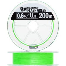 Шнур плетеный Kureha Seaguar R-18 Kanzen Seabass PE X8 #0,6 0,128мм 200м (flash green)