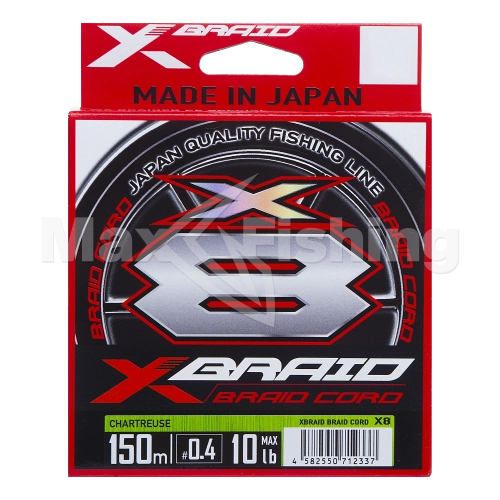 Шнур плетеный YGK X-Braid Braid Cord X8 #0,4 0,104мм 150м (chartreuse) - 3 рис.