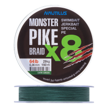 Шнур плетеный Nautilus Monster Pike Braid X8 0,36мм 150м (dark green)