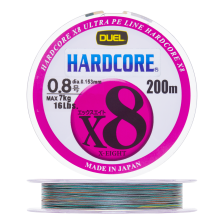 Шнур плетеный Duel Hardcore PE X8 #0,8 0,153мм 200м (5color-Yellow marking)