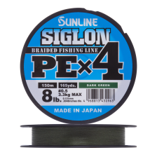Шнур плетеный Sunline Siglon PE X4 #0,5 0,121мм 150м (dark green)