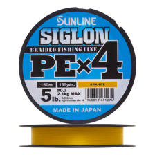 Шнур плетеный Sunline Siglon PE X4 #0,3 0,094мм 150м (orange)