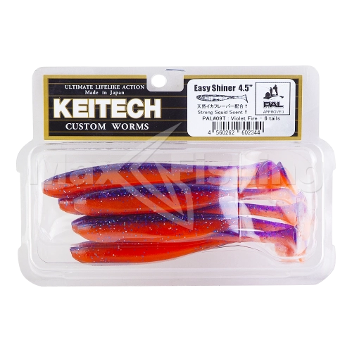 Приманка силиконовая Keitech Easy Shiner 4,5" #PAL09 Violet Fire - 3 рис.