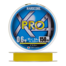 Шнур плетеный Duel Hardcore PE X4 Pro #0,6 0,13мм 150м (yellow)