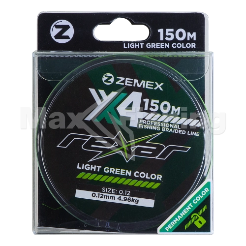 Шнур плетеный Zemex Rexar X4 0,12мм 150м (light green) - 3 рис.