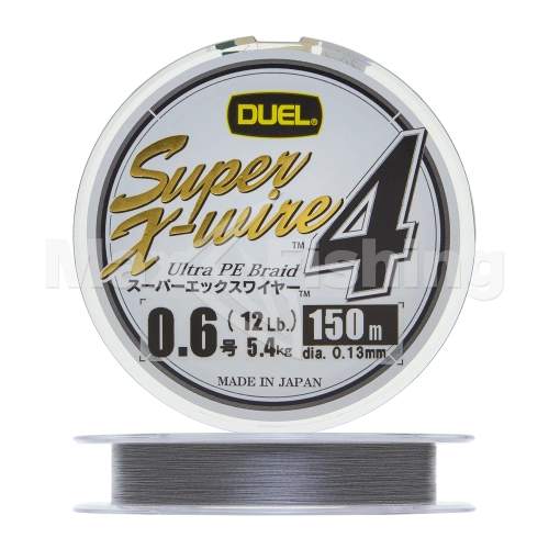 Шнур плетеный Duel PE Super X-Wire 4 #0,6 0,13мм 150м (silver)