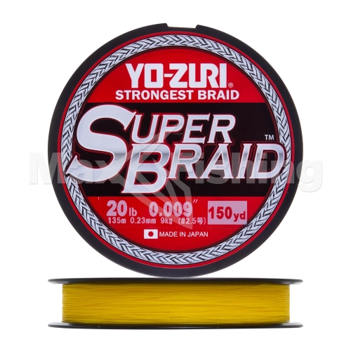 Шнур плетеный Yo-Zuri PE Superbraid 0,23мм 135м (yellow)
