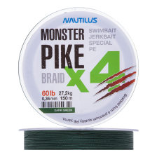 Шнур плетеный Nautilus Monster Pike Braid X4 0,38мм 150м (dark green)