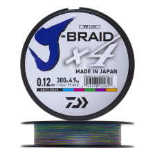 Шнур плетеный Daiwa J-Braid X4E #0,8 0,12мм 300м (multicolor)