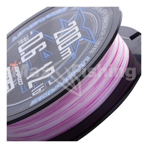 Шнур плетеный YGK X-Braid Upgrade PE X4 #0,6 0,128мм 200м (pink/white) - 3 рис.